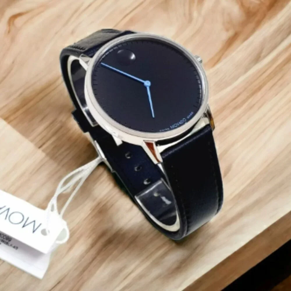 NEW Movado Blue Swiss Made Leather Watch